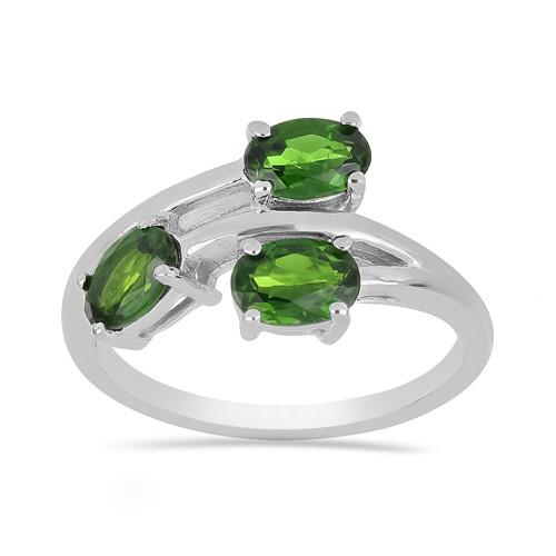 1.50 CT CHROME DIOPSIDE STERLING SILVER RINGS #VR016391